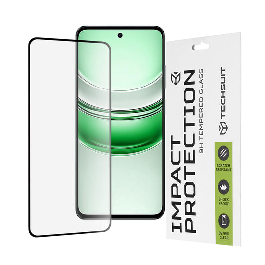 Protector de pantalla Techsuit para Realme C71, vidrio templado, adhesivo completo, 111D, negro