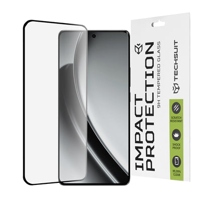 Protector de pantalla Techsuit para Realme GT 6T / GT 6, vidrio templado, adhesivo completo, 111D, negro