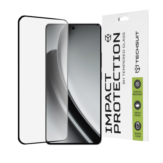 Protector de pantalla Techsuit para Realme GT 6T / GT 6, vidrio templado, adhesivo completo, 111D, negro