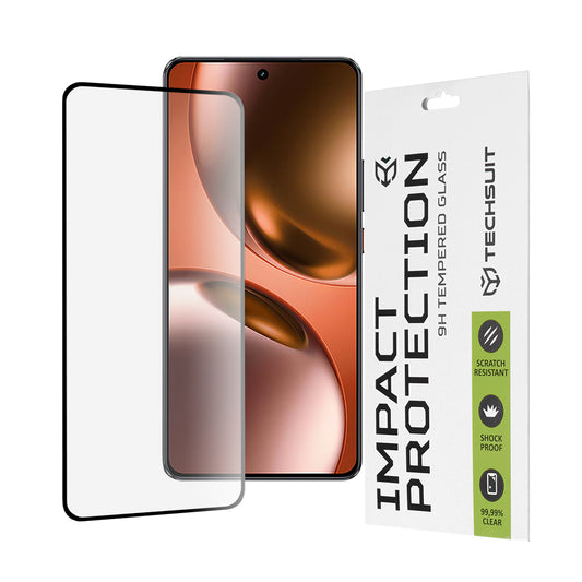 Protector de pantalla Techsuit para Realme GT 7, vidrio templado, adhesivo completo, 111D, negro