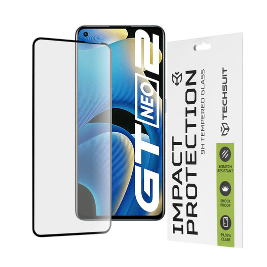 Protector de pantalla Techsuit para Realme GT Neo 3T / GT2 / GT Neo2, vidrio templado, adhesivo completo, 111D, negro