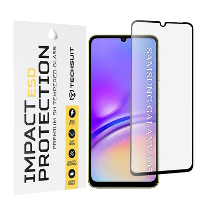 Protector de pantalla Techsuit para Samsung Galaxy A05 A055, vidrio templado, adhesivo completo, negro