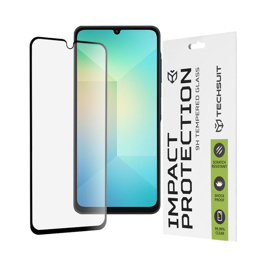 Protector de pantalla Techsuit para Samsung Galaxy A06 A065, vidrio templado, adhesivo completo, 111D, negro