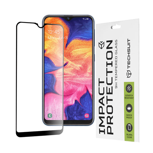 Protector de pantalla Techsuit para Samsung Galaxy A10e A102 / A20e A202, vidrio templado, adhesivo completo, 111D, negro