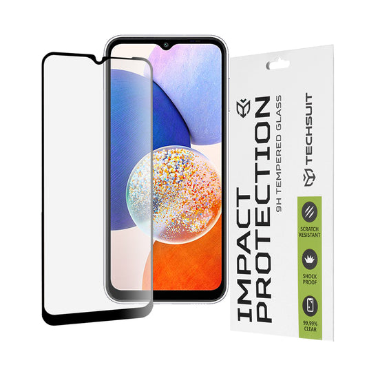 Protector de pantalla Techsuit para Samsung Galaxy A14 A145 / A14 5G A146, vidrio templado, adhesivo completo, 111D, negro
