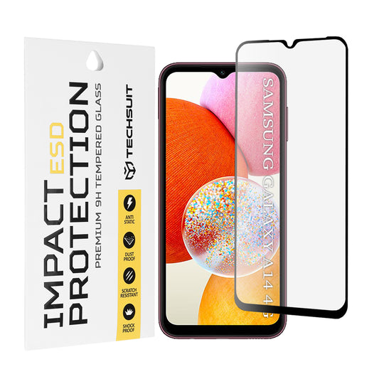 Protector de pantalla Techsuit para Samsung Galaxy A14 A145 / A14 5G A146, vidrio templado, adhesivo completo, negro
