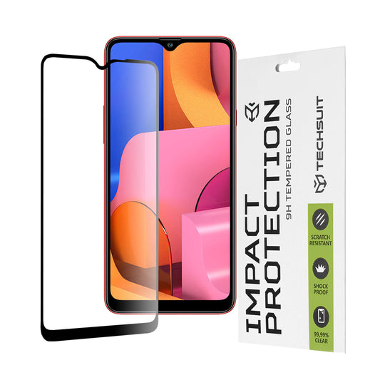Protector de pantalla Techsuit para Samsung Galaxy A20s A207, vidrio templado, adhesivo completo, 111D, negro
