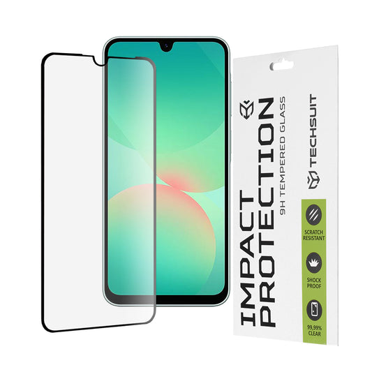 Protector de pantalla Techsuit para Samsung Galaxy A26 A266, vidrio templado, adhesivo completo, 111D, negro