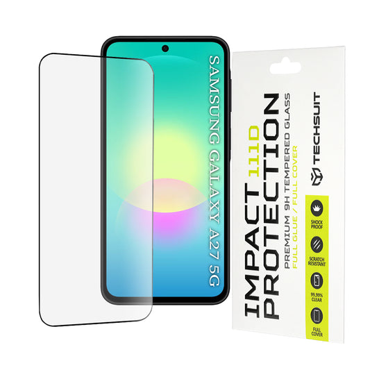 Protector de pantalla Techsuit para Samsung Galaxy A27 5G, vidrio templado, adhesivo completo, 111D, negro