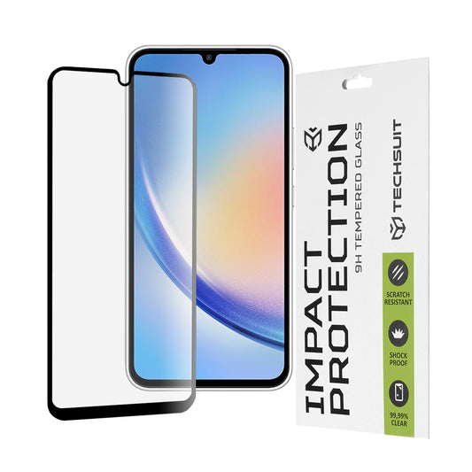 Protector de pantalla Techsuit para Samsung Galaxy A34 A346, vidrio templado, adhesivo completo, 111D, negro