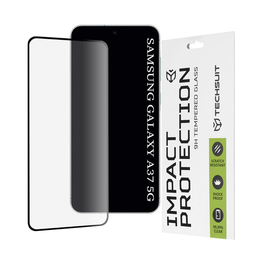 Protector de pantalla Techsuit para Samsung Galaxy A37 5G, Cristal Templado, Full Glue, 111D, Negro