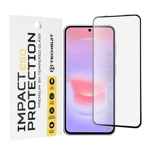 Protector de pantalla Techsuit para Samsung Galaxy A37 5G, Cristal Templado, Full Glue, Negro