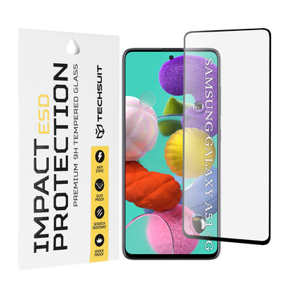 Protector de pantalla Techsuit para Samsung Galaxy A51 5G A516 / A51 A515, vidrio templado, adhesivo completo, negro