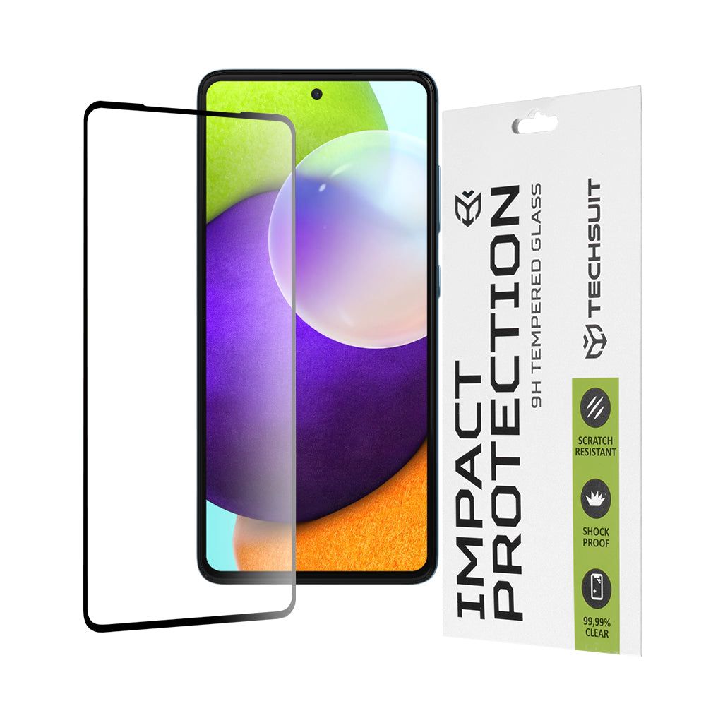 Protector de pantalla Techsuit para Samsung Galaxy A52s 5G A528 / A52 5G A526 / A52 A525, Vidrio templado, Full Glue, 111D, Negro