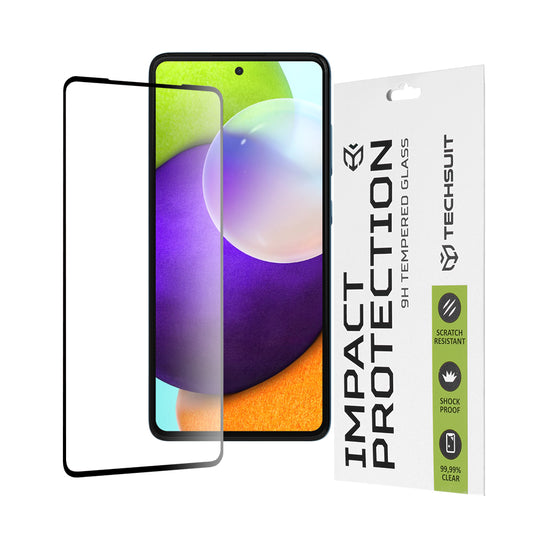 Protector de pantalla Techsuit para Samsung Galaxy A52s 5G A528 / A52 5G A526 / A52 A525, Vidrio templado, Full Glue, 111D, Negro