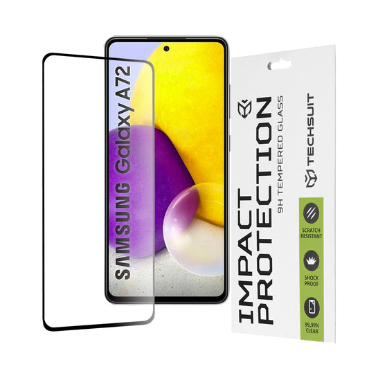Protector de pantalla Techsuit para Samsung Galaxy A72 A725 / A72 5G A726, vidrio templado, adhesivo completo, 111D, negro