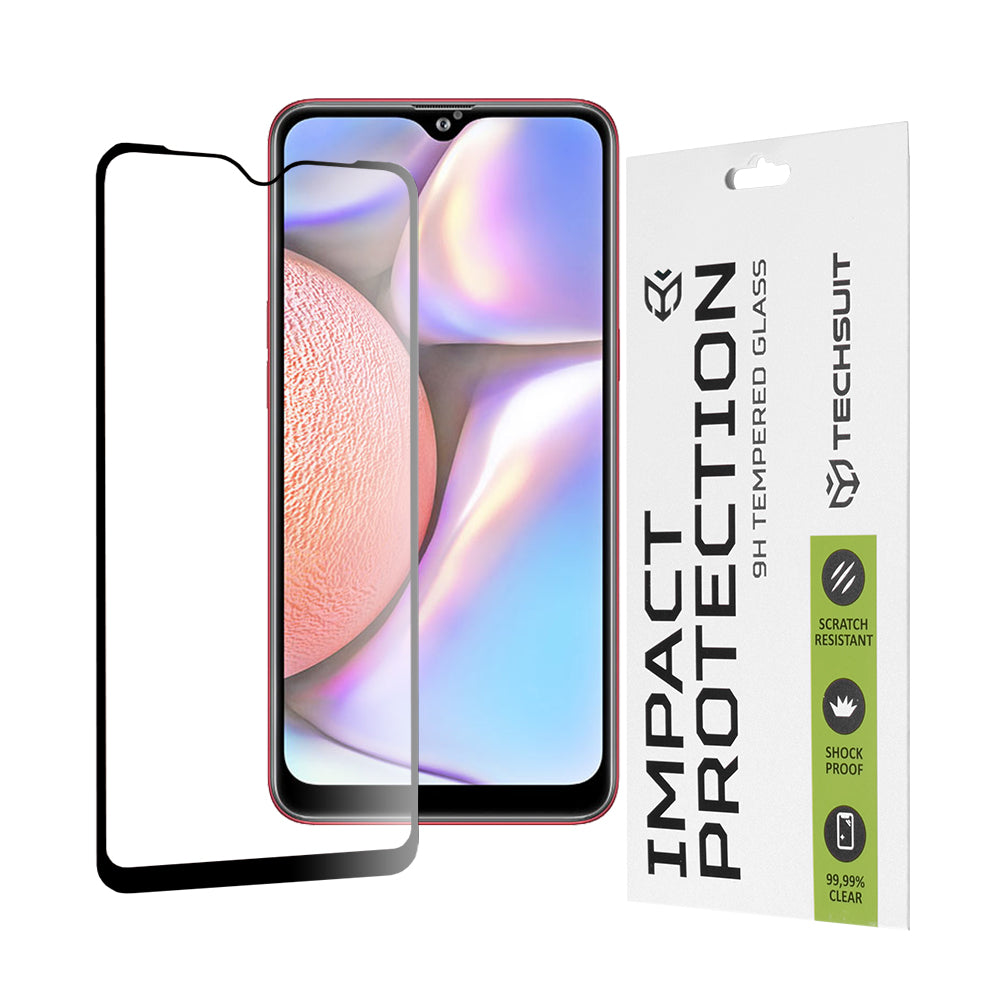 Protector de pantalla Techsuit para Samsung Galaxy M01s M017 / A10s A107 / A10 A105 / M10 M105, vidrio templado, adhesivo completo, 111D, negro