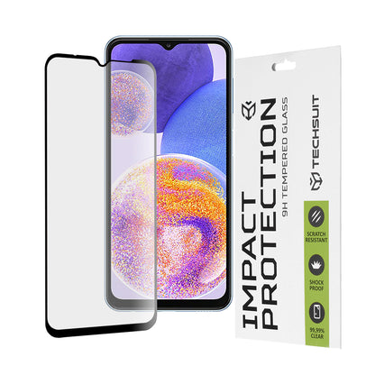 Protector de pantalla Techsuit para Samsung Galaxy M13 M135 / F13 E135 / A23 5G A236 / A23 A235, Vidrio templado, Full Glue, 111D, Negro