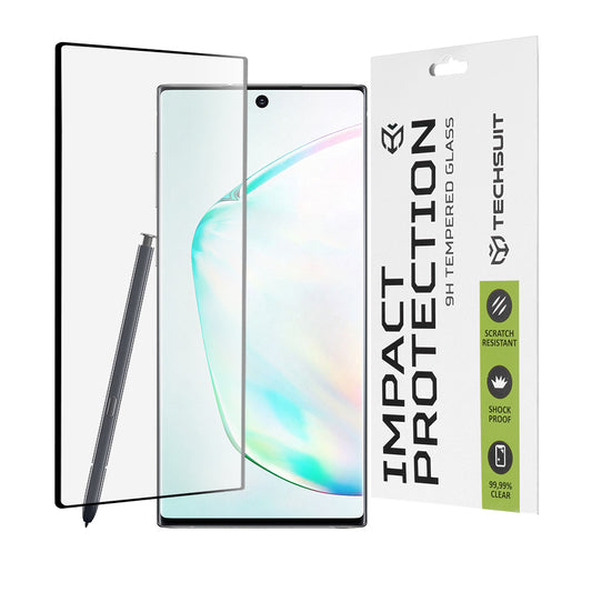 Protector de pantalla Techsuit para Samsung Galaxy Note 10+ 5G N976 / Note 10+ N975, vidrio templado, adhesivo completo, 111D, negro