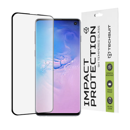 Protector de pantalla Techsuit para Samsung Galaxy S10 G973, vidrio templado, adhesivo completo, 111D, negro