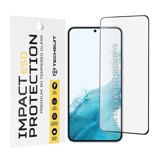 Protector de pantalla Techsuit para Samsung Galaxy S23 S911 / S22 5G S901, Vidrio templado, Pegamento completo, Negro