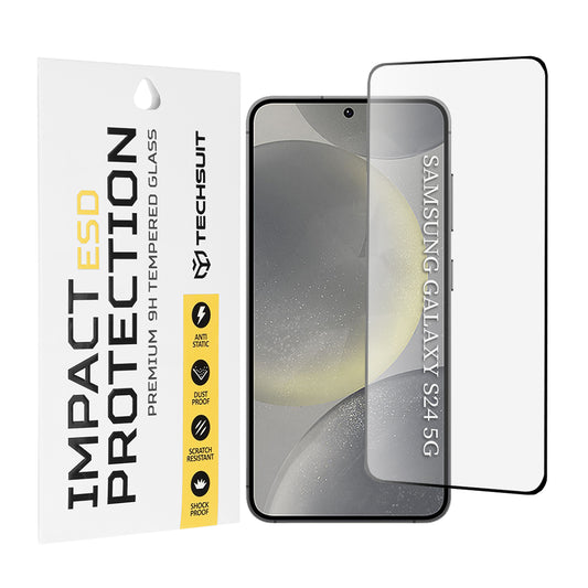 Protector de pantalla Techsuit para Samsung Galaxy S24 S921, vidrio templado, adhesivo completo, negro