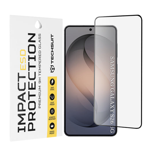 Protector de pantalla Techsuit para Samsung Galaxy S26, Cristal Templado, Full Glue, Negro