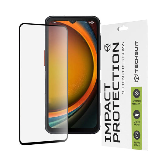 Protector de pantalla Techsuit para Samsung Galaxy XCover7 Pro, vidrio templado, adhesivo completo, 111D, negro