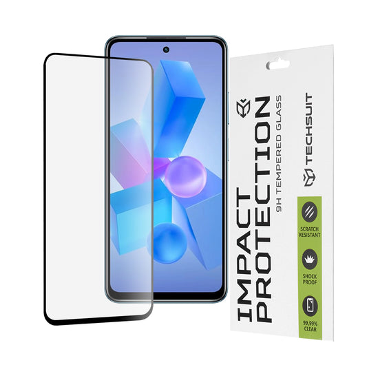 Protector de pantalla Techsuit para Tecno Spark 20 Pro / Pova 5 Pro / Hot 40 / Hot 40 Pro, vidrio templado, adhesivo completo, 111D, negro