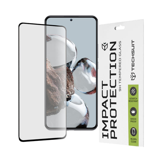 Protector de pantalla Techsuit para Xiaomi 12T / 12T Pro, vidrio templado, adhesivo completo, 111D, negro