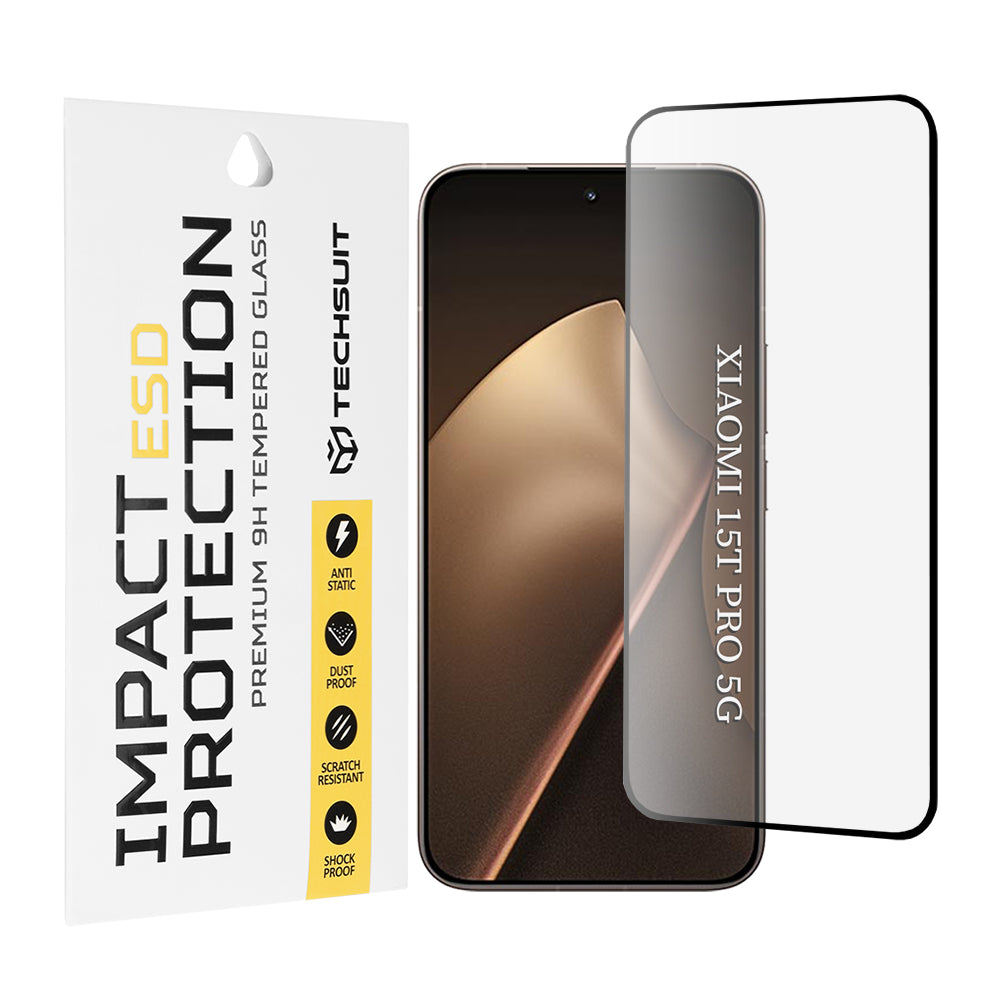 Protector de pantalla Techsuit para Xiaomi 15T Pro, Cristal Templado, Full Glue, Negro