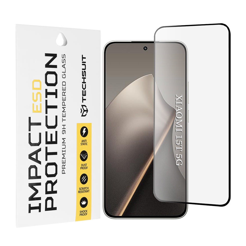Protector de pantalla Techsuit para Xiaomi 15T, Cristal Templado, Full Glue, Negro