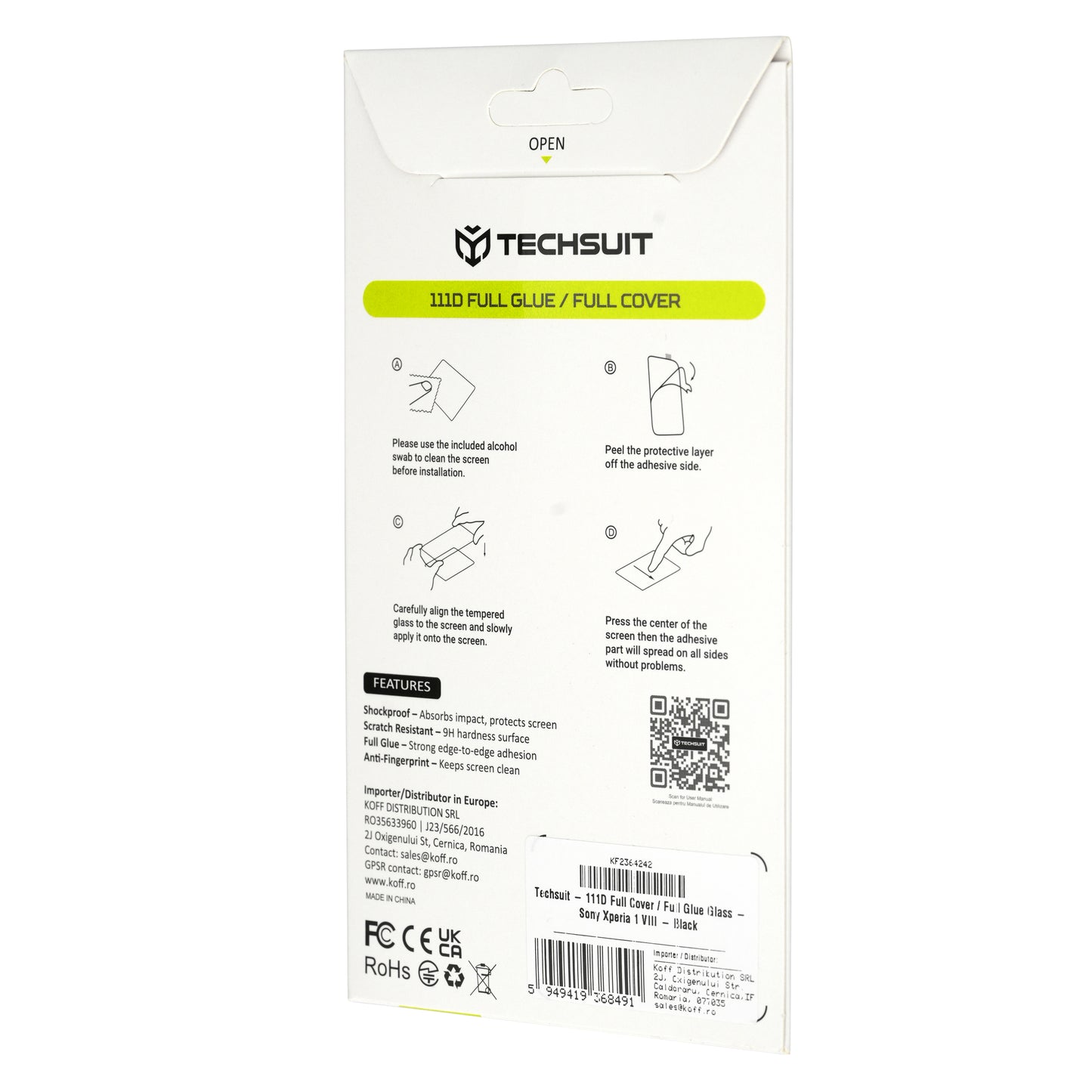 Protector de pantalla Techsuit para Xiaomi 17T Pro, vidrio templado, adhesivo completo, 111D, negro