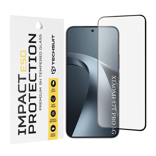 Protector de pantalla Techsuit para Xiaomi 17T Pro, vidrio templado, adhesivo completo, negro