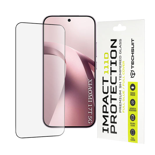 Protector de pantalla Techsuit para Xiaomi 17T, vidrio templado, adhesivo completo, 111D, negro