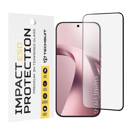 Protector de pantalla Techsuit para Xiaomi 17T, vidrio templado, adhesivo completo, negro