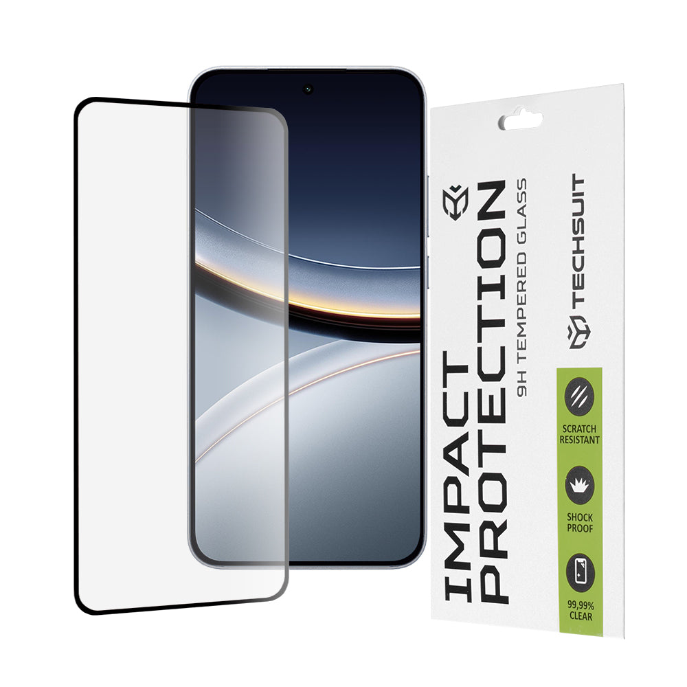 Protector de pantalla Techsuit para Xiaomi Poco F7, vidrio templado, adhesivo completo, 111D, negro