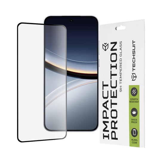 Protector de pantalla Techsuit para Xiaomi Poco F7, vidrio templado, adhesivo completo, 111D, negro