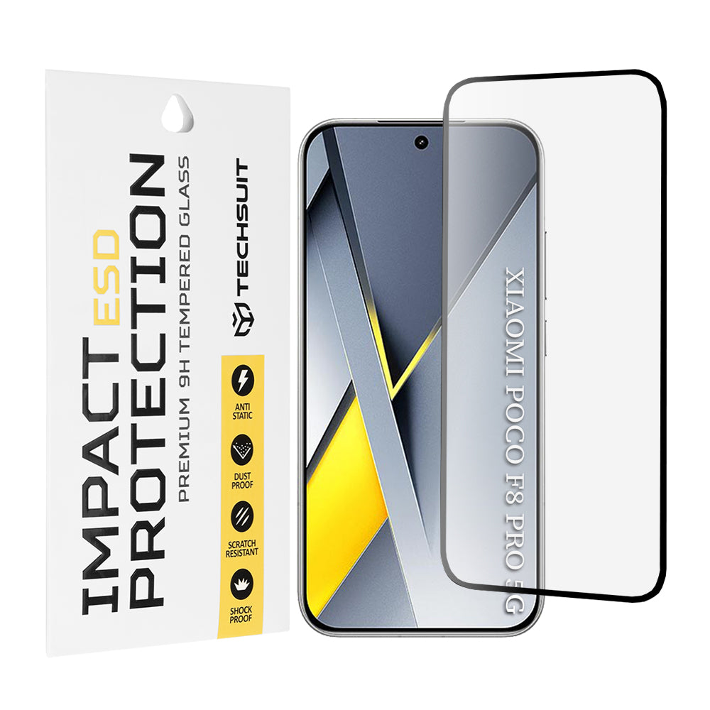 Protector de pantalla Techsuit para Xiaomi Poco F8 Pro, Cristal Templado, Full Glue, Negro
