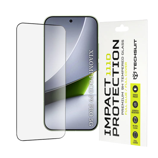 Protector de pantalla Techsuit para Xiaomi Poco F9 Pro, vidrio templado, adhesivo completo, 111D, negro