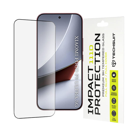 Protector de pantalla Techsuit para Xiaomi Poco F9 Ultra, vidrio templado, adhesivo completo, 111D, negro