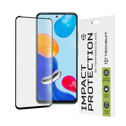 Protector de pantalla Techsuit para Xiaomi Poco M4 Pro / Redmi Note 11S / Note 11, vidrio templado, adhesivo completo, 111D, negro