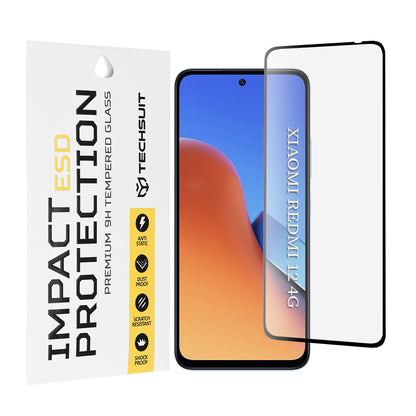 Techsuit Screen Protector Film for Xiaomi Redmi 13 5G / 13 / 12 5G / 12 / Poco M6 4G, Tempered Glass, Full Glue, Black