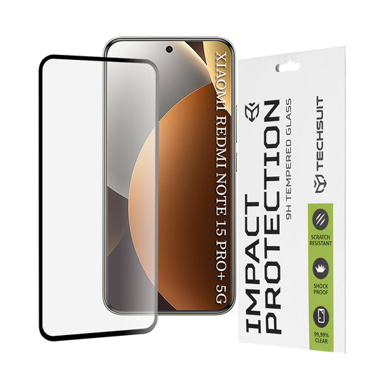 Protector de pantalla Techsuit para Xiaomi Poco M8 Pro / Redmi Note 15 Pro+ 5G, Cristal Templado, Full Glue, 111D, Negro