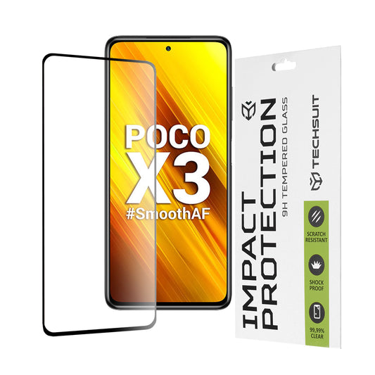 Protector de pantalla Techsuit para Xiaomi Poco X3 Pro / X3 NFC / X3, Vidrio templado, Full Glue, 111D, Negro