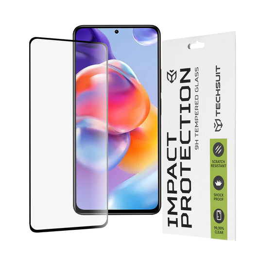Protector de pantalla Techsuit para Xiaomi Poco X4 Pro 5G / Redmi Note 11 Pro+ 5G, vidrio templado, adhesivo completo, 111D, negro