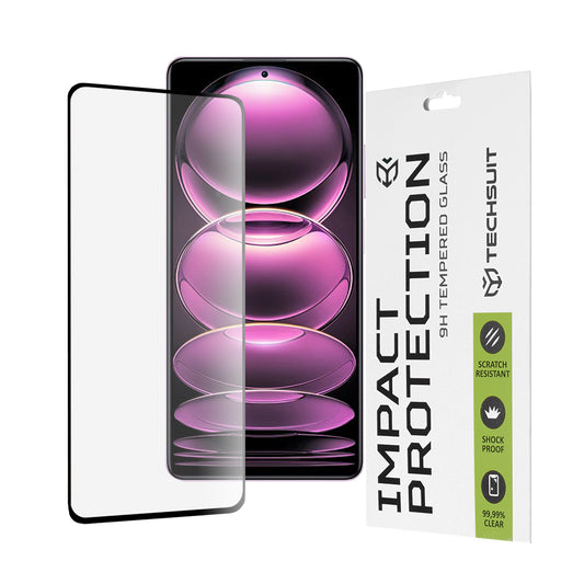 Protector de pantalla Techsuit para Xiaomi Poco X5 Pro / Redmi Note 12 Pro 5G / Note 12 Pro+, Vidrio templado, Full Glue, 111D, Negro