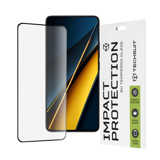 Protector de pantalla Techsuit para Xiaomi Poco X6 Pro, vidrio templado, adhesivo completo, 111D, negro