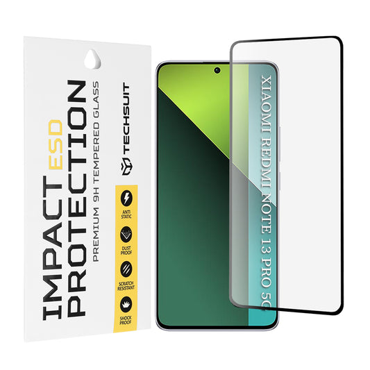 Protector de pantalla Techsuit para Xiaomi Poco X6 / Redmi Note 13 Pro 5G, vidrio templado, adhesivo completo, negro