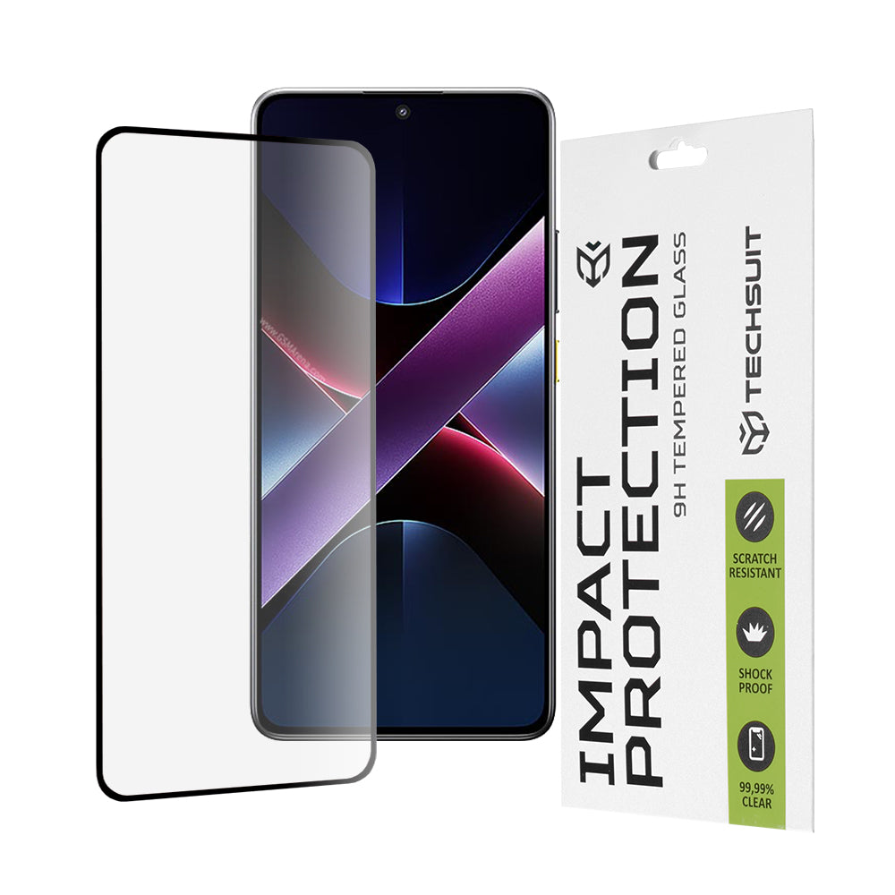 Protector de pantalla Techsuit para Xiaomi Poco X7 Pro, vidrio templado, adhesivo completo, 111D, negro